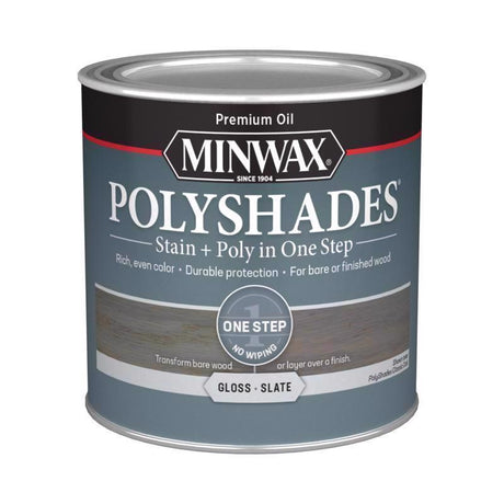Minwax Polyshades Semi-Transparent Gloss Slate Oil-Based Stain/Polyurethane Finish 1/2 pt, Pack of 4