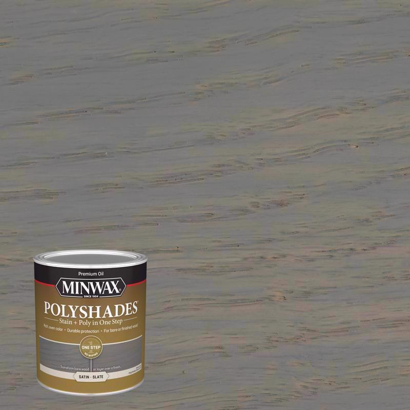 Minwax Polyshades Semi-Transparent Satin Slate Oil-Based Stain/Polyurethane Finish 1 qt, Pack of 4