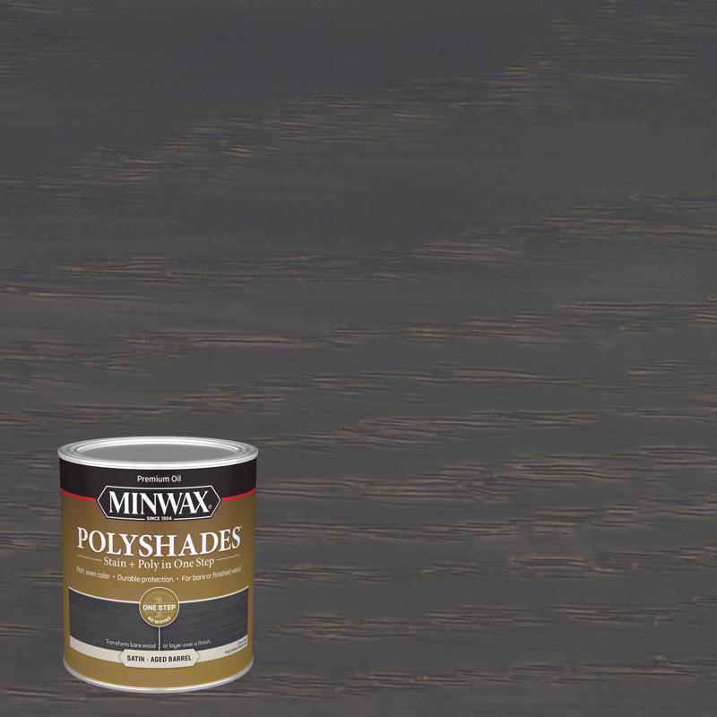 Minwax Polyshades Semi-Transparent Satin Aged Barrel Oil-Based Stain/Polyurethane Finish 1 qt, Pack of 4