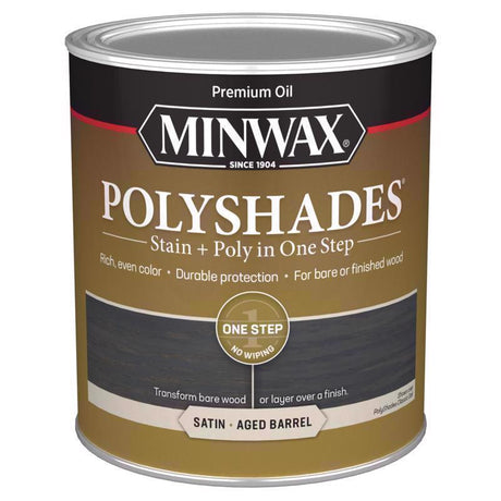 Minwax Polyshades Semi-Transparent Satin Aged Barrel Oil-Based Stain/Polyurethane Finish 1 qt, Pack of 4