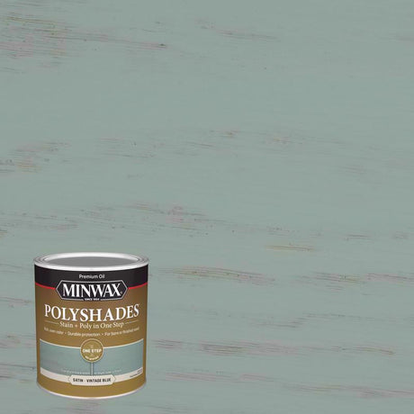 Minwax Polyshades Semi-Transparent Satin Vintage Blue Stain/Polyurethane Finish 1 qt, Pack of 4