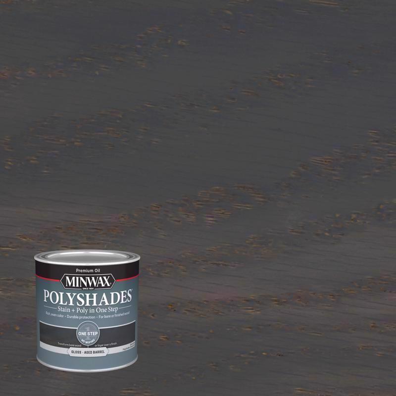 Minwax PolyShades Semi-Transparent Gloss Aged Barrel Stain/Polyurethane Finish 1/2 pt, Pack of 4
