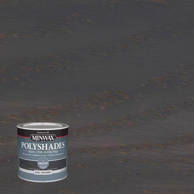 Minwax PolyShades Semi-Transparent Gloss Aged Barrel Stain/Polyurethane Finish 1/2 pt, Pack of 4