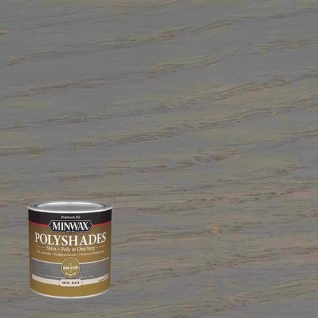 Minwax PolyShades Semi-Transparent Satin Slate Oil-Based Stain/Polyurethane Finish 1/2 pt, Pack of 4