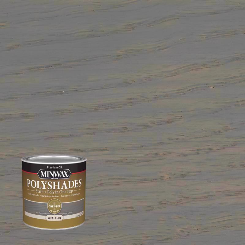 Minwax PolyShades Semi-Transparent Satin Slate Oil-Based Stain/Polyurethane Finish 1/2 pt, Pack of 4