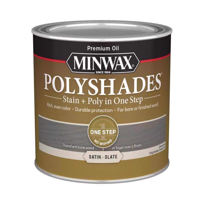 Minwax PolyShades Semi-Transparent Satin Slate Oil-Based Stain/Polyurethane Finish 1/2 pt, Pack of 4