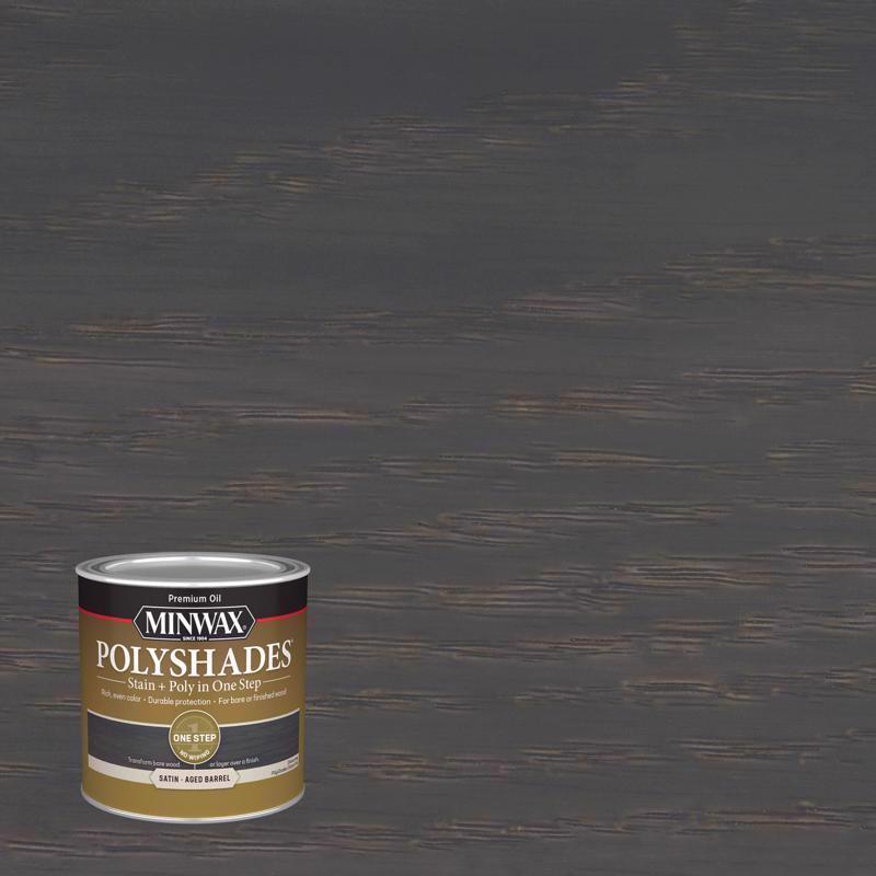 Minwax PolyShades Semi-Transparent Satin Aged Barrel Stain/Polyurethane Finish 1/2 pt, Pack of 4