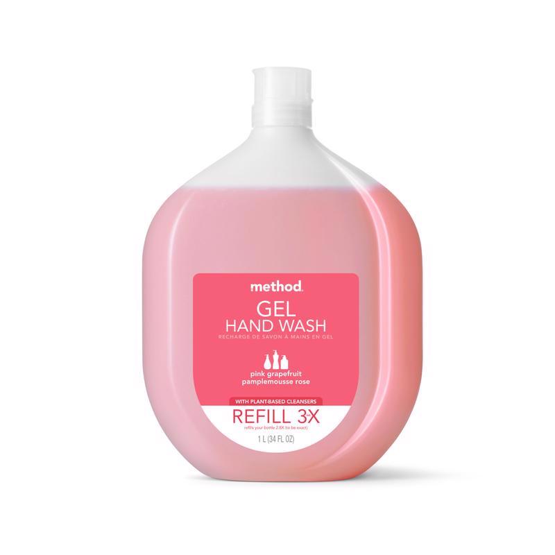 Method Pink Grapefruit Scent Gel Hand Wash Refill 34 oz, Pack of 4