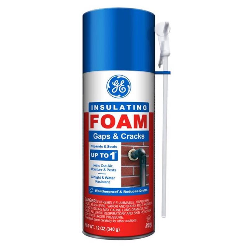 GE White Foam Gaps and Cracks Insulating Sealant 12 oz, Pack of 12