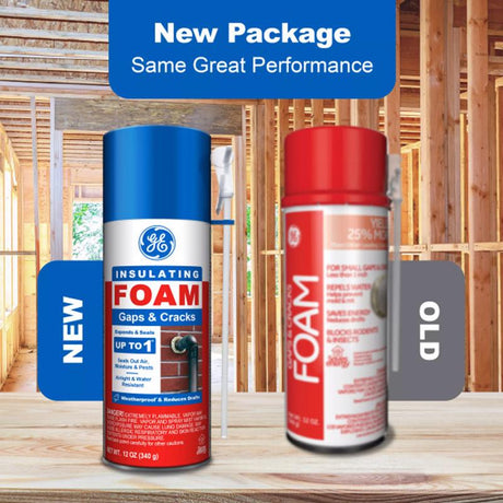 GE White Foam Gaps and Cracks Insulating Sealant 12 oz, Pack of 12