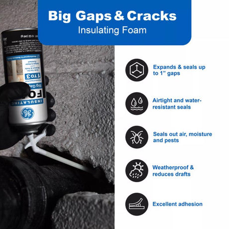 GE White Foam Big Gaps and Cracks Insulating Sealant 12 oz, Pack of 12