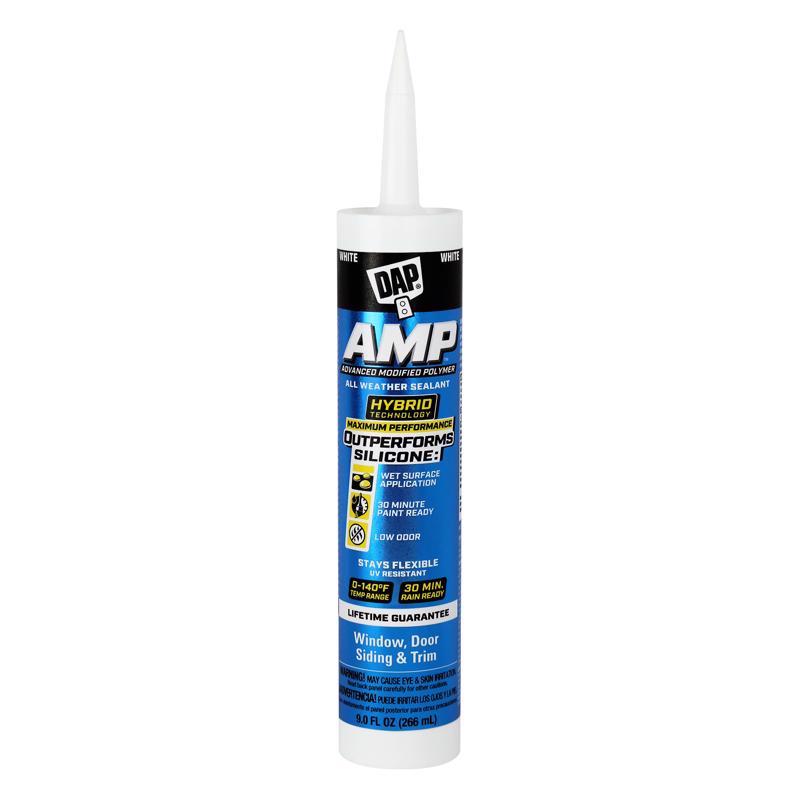 DAP AMP White Polymer Advanced Hybrid Caulk Sealant 9 oz, Pack of 12