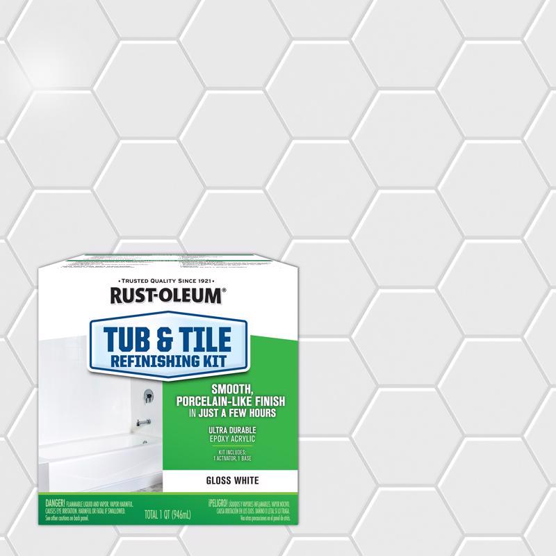 Rust-Oleum Specialty Gloss White Tub and Tile Refinishing Kit Interior 1 qt, Pack of 4