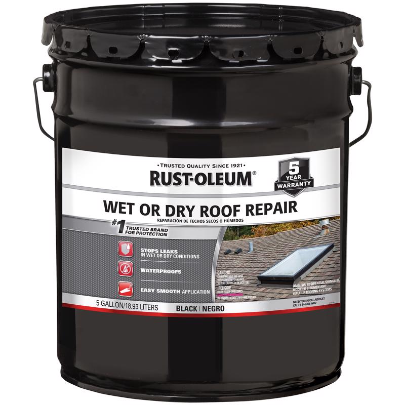 Rust-Oleum 301990 Cement Roof Repair, Black, Liquid, 5 gal