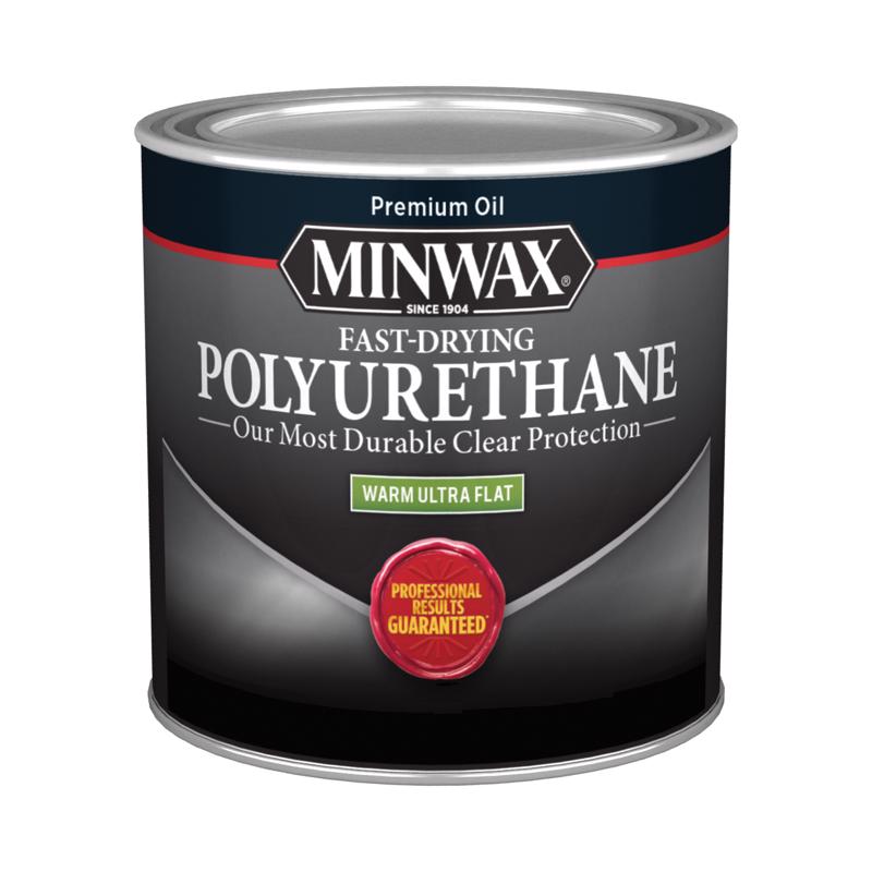 Minwax Warm Ultra Flat Clear Oil-Based Fast-Drying Polyurethane 0.5 pt, Pack of 4