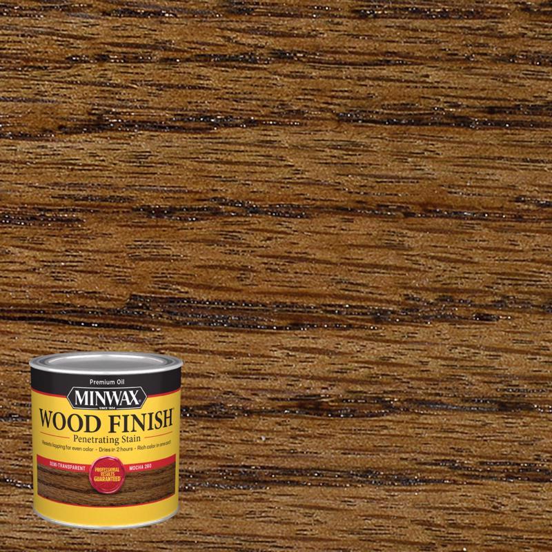 Minwax Wood Finish Semi-Transparent Satin Mocha Oil-Based Penetrating Wood Stain 1/2 pt, Pack of 4