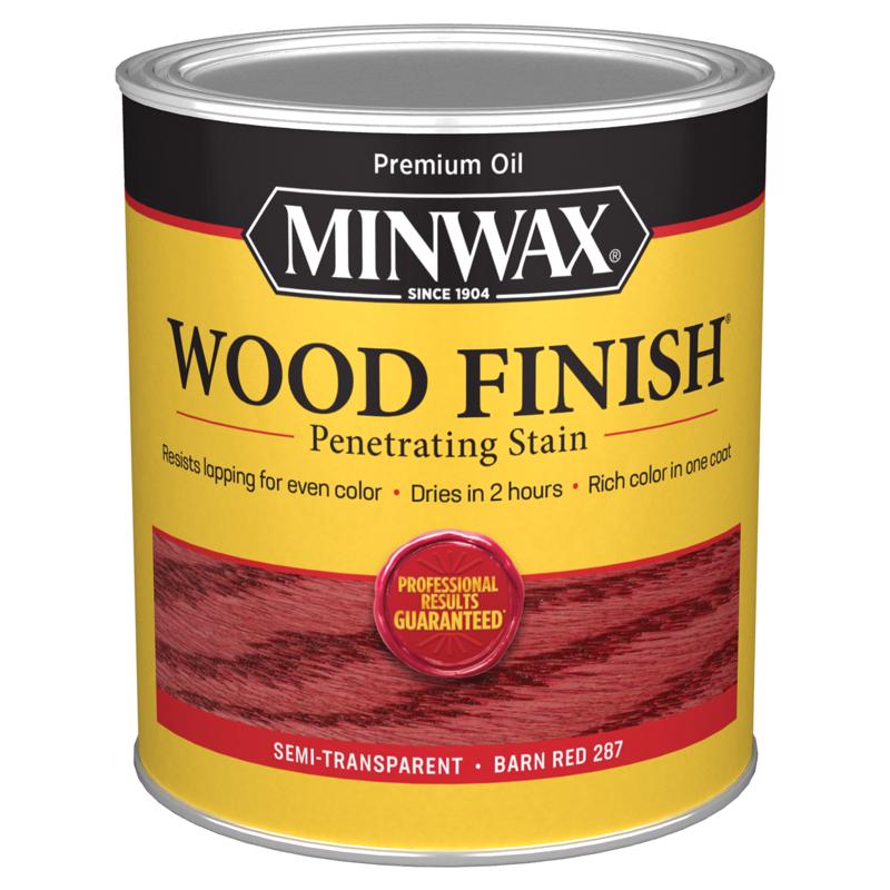 Minwax Wood Finish Semi-Transparent Barn Red Oil-Based Penetrating Wood Stain 1 qt, Pack of 4