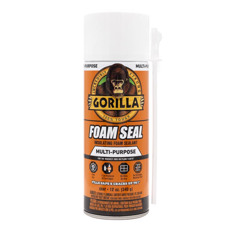 Gorilla Gray Foam Multipurpose Insulating Sealant 12 oz, Pack of 12