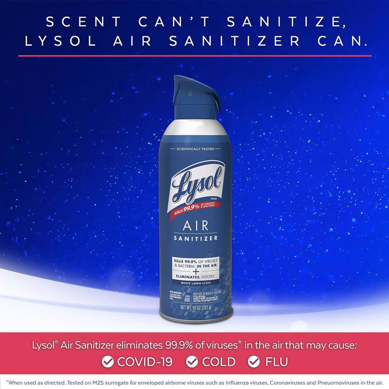 Lysol White Linen Scent Air Sanitizer 10 oz 1 pk, Pack of 6
