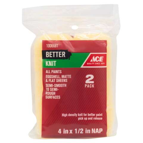 Ace Better Knit 4 in. W X 1/2 in. Mini Paint Roller Cover 2 pk, Pack of 4