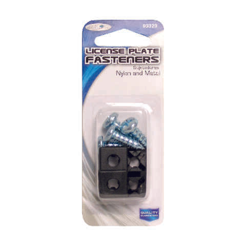 Custom Accessories Black/Silver Metal/Nylon License Plate Fasteners, Pack of 12