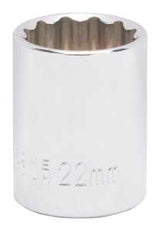 Vulcan MT6534044 Drive Socket, 22 mm Socket, 1/2 in Drive, 12-Point, Chrome Vanadium Steel, Chrome