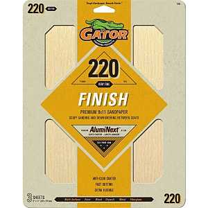 Gator 7266 Sanding Sheet, 11 in L, 9 in W, 220 Grit, Extra Fine, Aluminum Oxide Abrasive