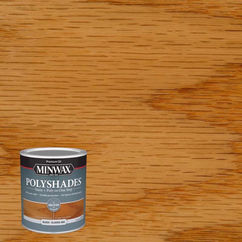 Minwax PolyShades Semi-Transparent Gloss Classic Oak Oil-Based Stain/Polyurethane Finish 1 qt