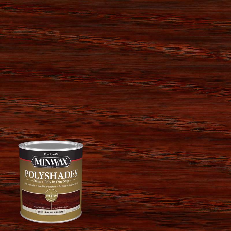 Minwax PolyShades Semi-Transparent Satin Bombay Mahogany Stain/Polyurethane Finish 1 qt