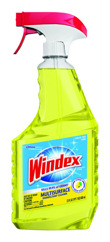 Windex Fresh Citrus Scent Multi-Surface Cleaner Liquid 23 oz, Pack of 8