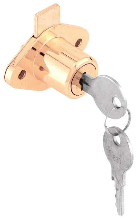 Defender Security U 9947 Drawer and Cabinet Lock, Brass, Keyed Lock, Y13 Yale Keyway, Steel