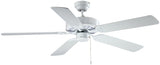 Boston Harbor 52-CASA-ES-EN-WH Ceiling Fan, 5-Blade, Bleached Oak/White Blade, 52 in Sweep, MDF Blade, 3-Speed