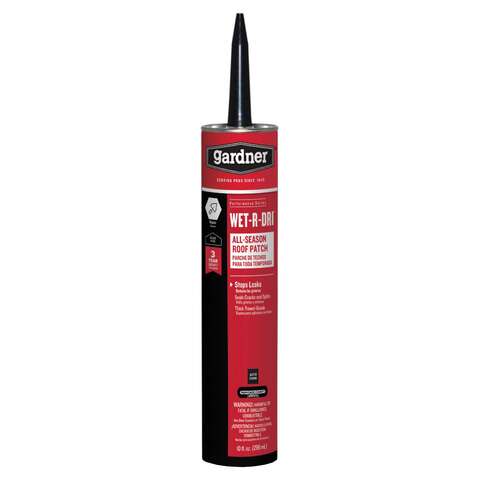 Gardner WET-R-DRI Gloss Black Patching Cement All-Weather Roof Cement 10 oz, Pack of 12