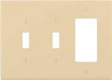 Eaton Wiring Devices PJ226V Combination Wallplate, 4-7/8 in L, 6-3/4 in W, Mid, 3-Gang, Polycarbonate, Ivory, Screw