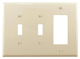 Eaton Wiring Devices PJ226LA Combination Wallplate, 6.76 in L, 4.87 in W, Mid, 3 -Gang, Polycarbonate, High-Gloss