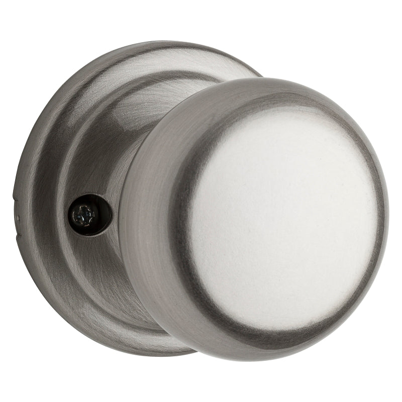 Kwikset Signature Series 720H 156ALBX Passage Knob, Zinc, Satin Nickel, 2-3/8 to 2-3/4 in Backset, 2-1/4 in Strike