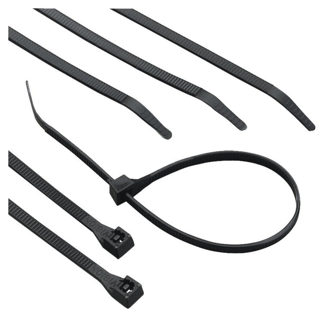 Calterm 73272 Cable Tie, 2 in Max Bundle Dia, 6/6 Nylon, Black, 8 in L, 100/BAG