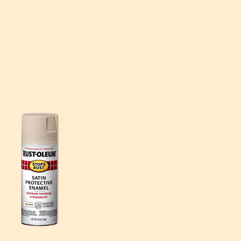 Rust-Oleum 7793830 Rust Preventative Spray Paint, Low Satin, Shell White, 12 oz, Can