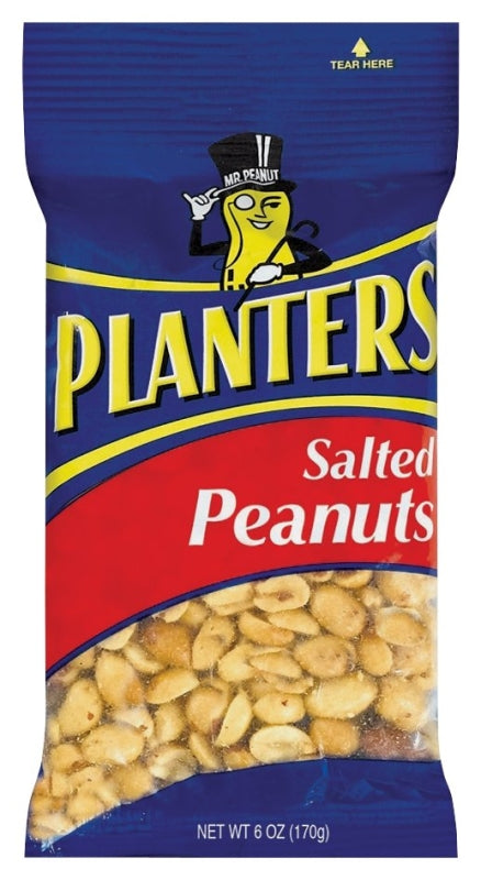 Planters 483277 Peanut, 6 oz Bag, Peanut and/or Cottonseed Oil and Sea Salt, Peanuts, Pack of 12