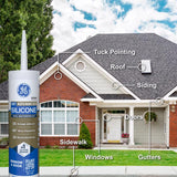 GE Advanced Light Gray Silicone 2 Window and Door Caulk Sealant 10.1 oz, Pack of 12
