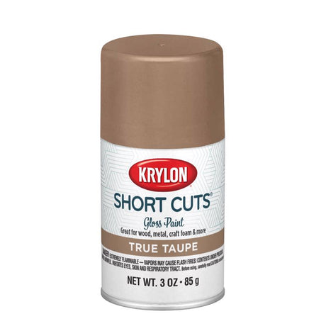 Krylon Short Cuts Gloss True Taupe Spray Paint 3 oz, Pack of 6