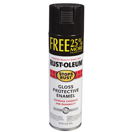 Rust-Oleum Stops Rust Gloss Black Spray Paint 15 oz, Pack of 6