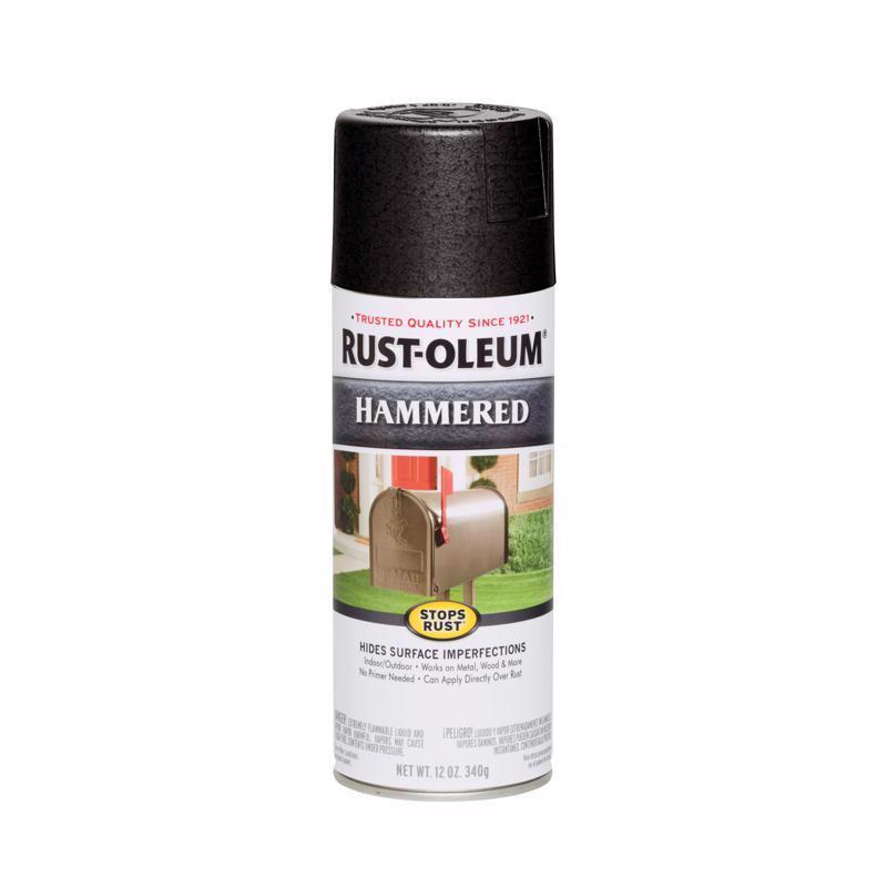 Rust-Oleum Stops Rust Hammered Black Spray Paint 12 oz, Pack of 6
