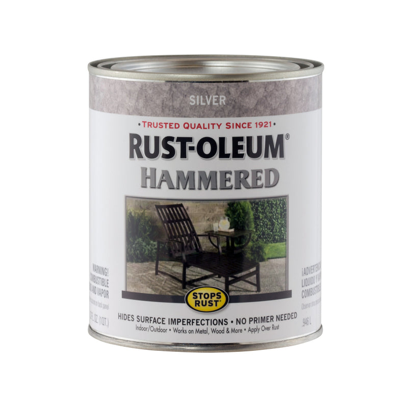 Rust-Oleum Stops Rust Indoor and Outdoor Hammered Silver Protective Paint 1 qt, Pack of 2