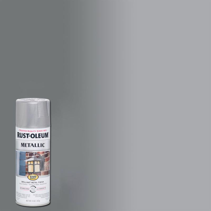 Rust-Oleum Stops Rust Metallic Silver Metallic Spray Paint 11 oz, Pack of 6