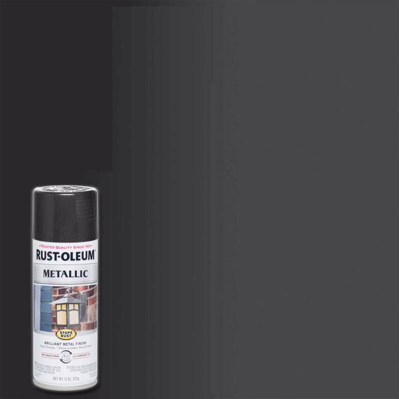 Rust-Oleum Stops Rust Metallic Black Night Metallic Spray Paint 11 oz, Pack of 6