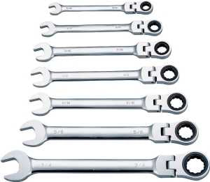 Vulcan FPG7M Wrench Set, 7-Piece, Chrome Vanadium Steel, Mirror Polish, Silver, Specifications: Metric