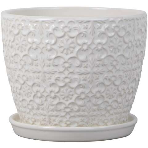 Trendspot 6.8 in. H X 8 in. W X 8 in. D Ceramic Mediterranean Planter White, Pack of 2