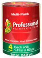 Duck 1362492 Painter's Tape, Professional-Grade, 60 yd L, 1.41 in W, Beige, 4/PK