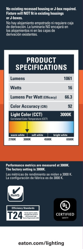 LIGHT RCSD LED W/DIR MT KT 6IN